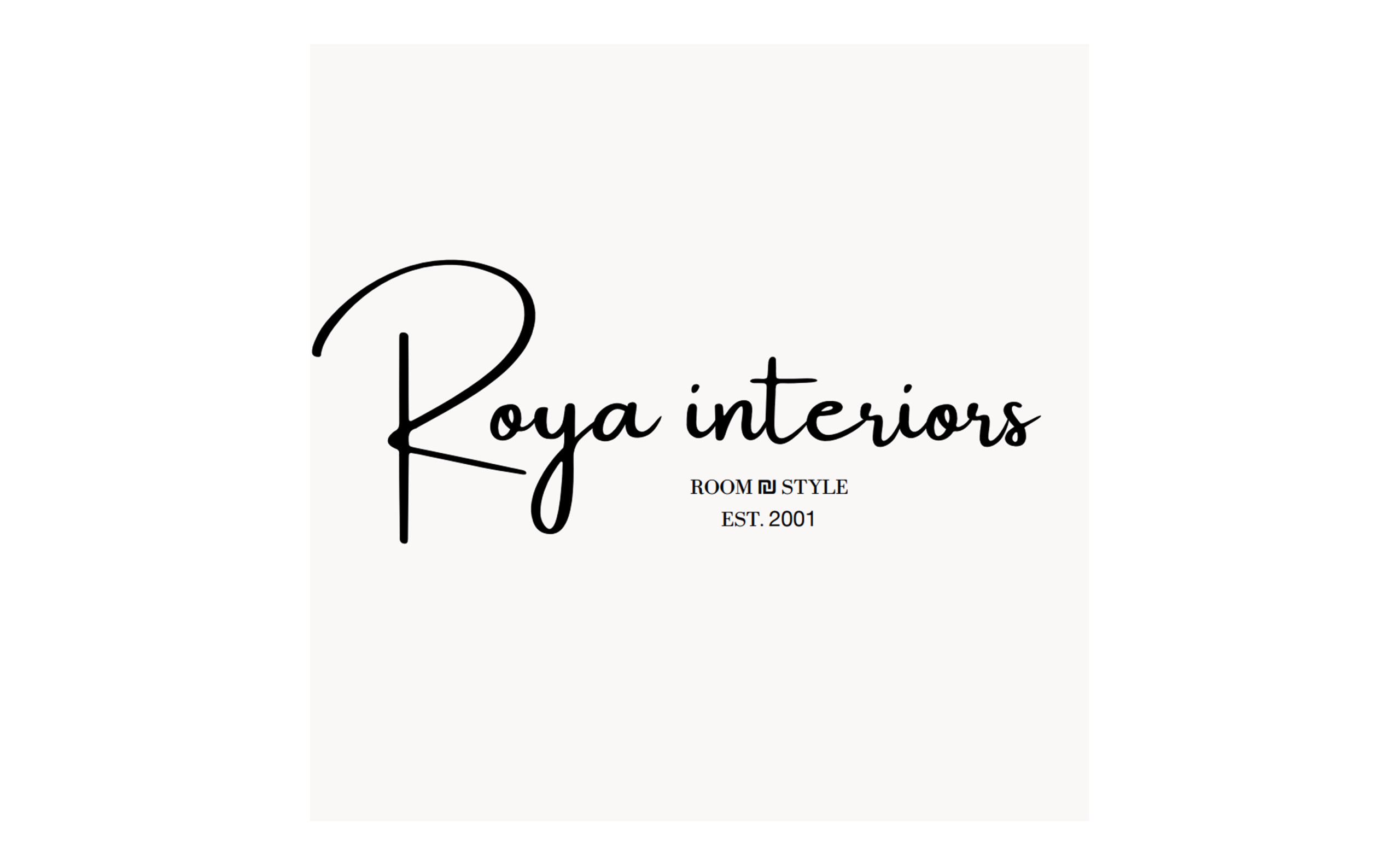 Logo for Roya Interiors with elegant typography and establishment year.